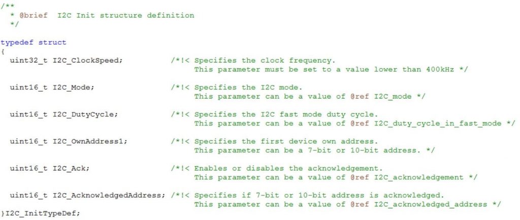 Initialisierungsstruktur für ein I2C-Modul