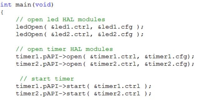 Application with Hardware Abstraction Layer (HAL) calls